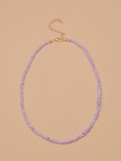 Color: Mauve Purple Gender: Women Material: PMMA Quantity: 1 piece Style: Fashionable Details: Beaded Type: Beaded, Chokers IN Length 14.6-17.3 This data was obtained from manually measuring the product, it may be off by 1-2 CM. Purple Necklace Beads, Purple Beads Necklace, Summer Jewelry Diy, Purple Necklaces, Purple Beaded Necklace, Purple Bead Necklace, Embellished Fashion, Beaded Necklace Designs, Purple Beads