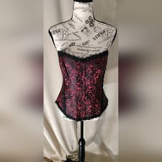 Nwot! Intimate Attitudes Red/Black Brocade Bustier/Corset W/G-String. Size 40 Beautiful Bustier/Corset With Lace Up Back & Size Zipper Closure. Boning All Around. Includes Modesty Panel & Matching G-String. New Without Tags! Never Worn. #Intimateattitudes #Corset #Bustier Red Fitted Corset With Built-in Bra, Fitted Red Corset With Built-in Bra, Brocade Bustier, Modesty Panel, Corset Bustier, Women's Intimates, Black And Red, Lace Up, Lingerie