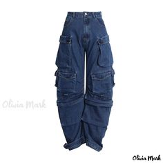 OliviaMark - High Street Fashion Statement: Vielseitige Multi-Pocket Utility Jeans für lässigen Chic Jeans Female, Street Fits, Denim Decor, Populaire Outfits, Jeans Cargo, Denim Patterns, High Street Fashion, Urban Street Style, Stil Inspiration