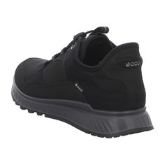 Discover the epitome of minimalist style with the Ecco EXOSTRIDE W GTX for women, designed to offer a blend of top-tier elegance and practical comfort for the modern active woman. Crafted with a seamless, sleek black upper for a sophisticated look, these shoes are more than just visually appealing. They're engineered with a flexible and breathable textile upper, ensuring your feet stay comfortable and cool throughout the day. The advanced GORE-TEX technology provides unrivalled waterproof protec Modern Walking Shoes With Rubber Sole For Outdoor, Black Gore-tex Sneakers With Rubber Sole, Functional Black Low-top Waterproof Boots, Modern Black Waterproof Boots For Outdoor, Breathable Low-top Waterproof Black Boots, Breathable Low-top Black Waterproof Boots, Breathable Black Low-top Waterproof Boots, Breathable Waterproof Black Low-top Boots, Black Waterproof Sneakers For Walking