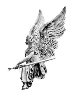 Realism Angel Tattoo Designs, Ancient Greek Art Tattoo, Angelic Tattoo Designs, Realism Statue Tattoo, Angel Sculpture Tattoo, Angel Swordsman, Greek Angel Tattoo, Tattoos Statue, Greek Mythology Tattoos Sleeve Ideas