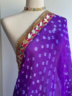 Bandini dupatta with gota Patti lace length 2.4 mtrs Saree-shaped Dupatta With Border For Celebration, Celebration Dupatta With Border For Saree, Purple Saree With Gota Work In Traditional Drape, Celebration Dupatta With Traditional Drape And Border, Purple Gota Work Saree For Navratri, Purple Saree With Gota Work For Navratri, Purple Gota Work Saree For Diwali, Celebration Dupatta With Traditional Drape, Party Dupatta With Border For Festivals