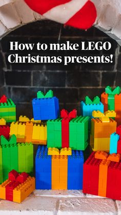 an image of christmas presents made out of legos with text overlay that reads how to make lego christmas presents