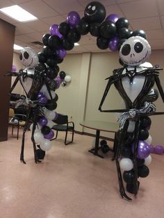 some balloons are arranged in the shape of skeletons