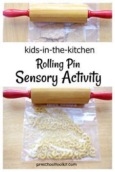 kids - in - the - kitchen rolling pin sensory activity