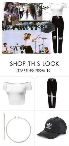 "selena quintanilla inspired 14" by angellx370 ❤ liked on Polyvore featuring River Island, adidas Originals, inspiration, selenaquintanilla and selenas Surprise Dance Outfits, Silver Adidas, Holloween Costume