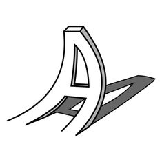 a black and white drawing of an arrow