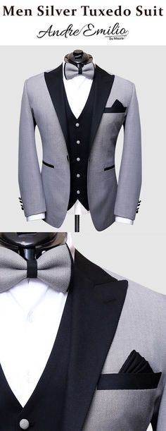 Men Silver Tuxedo Suit with black satin shawl lapel. This fashionable tuxedo jacket is made of an Italian fabric that looks and feels like super 100 wool. This tuxedo suit is perfect for a wedding or party wear. Silver Tuxedo, Bespoke Suit Tailoring, Grey Tuxedo, Satin Shawl, Bespoke Suit, Bespoke Tailoring, Tuxedo Suit, Tuxedo Jacket, Suit Designs