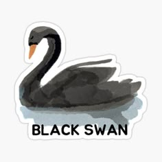 a black swan sticker on a white background