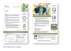 two brochures with an image of three people in blue shirts and green pants