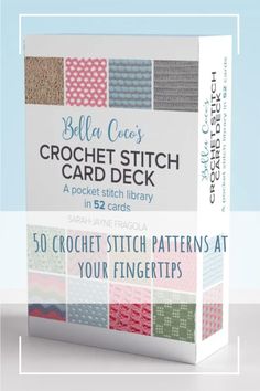 the crochet stitch card deck is shown