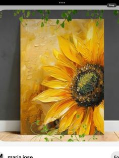 an image of a sunflower painted on canvas