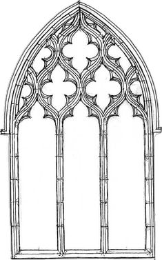 an old drawing of a gothic window