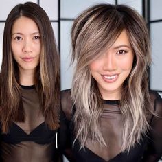 Hairstyle Transformation, Hairstyles With Side Bangs, Asian Hairstyle, Hair Color Asian, Highlights Summer, Side Bangs Hairstyles, Flattering Hairstyles, Brunettes Highlights, Modern Asian