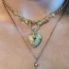 Heart Locket Choker Hypoallergenic Wanderlust Jewelry - Etsy Gold Chain Charm Necklace For Valentine's Day, Vintage Gold Chain Necklace With Heart Charm, Vintage Gold Heart Chain Necklace, Gold Heart Pendant Necklace With Figaro Chain, Gold Necklace With Heart Pendant And Figaro Chain, Wanderlust Jewelry, Moon Phases Necklace, Fairy Jewelry, Inverness