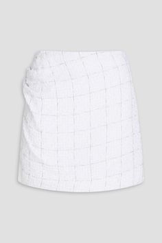 Tweed Mini Skirt, Ruched Skirt, White Skirts, Mini Skirt, Fitness Models, Womens Skirt, Mini Skirts, Cotton Blend, Paris