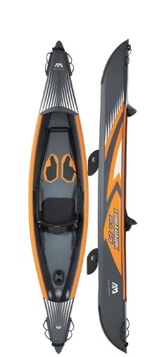 an inflatable kayak with two paddles attached to the front and side