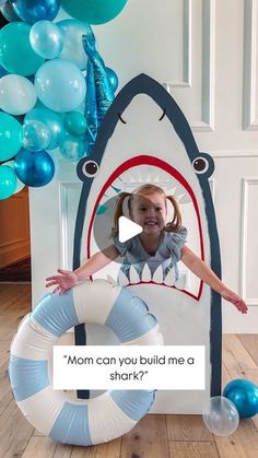 Mysha Bolen| DIY Interior Designer on Instagram: "Yes baby, I’ll build you a shark for your 4th birthday! Juni’s voice melts me and one day, not so far away, I’ll treasure these little recordings!   She may not remember the countless nights before bed when she asked me a zillion questions about sharks teeth, how they breathe under water, or if there are nice sharks too!  BUT I WILL!   DIY Plywood shark photo prop/beanbag game  made with love.🦈" Shark Photo Booth Diy, Shark Birthday Decorations, Shark First Birthday, Shark Games, Yes Baby, Cardboard Costume, Sharks Teeth