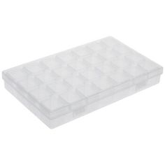 an empty plastic storage box with compartments