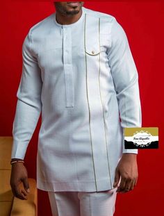 White Materials Styles For Men, Mens Senator Wears Nigeria, Nigeria Outfit, Mens Traditional Wear, Men Kaftan, Stylish Shirts Men