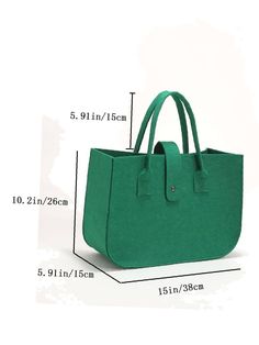 Bag For Love - Felt Snap Button Top Handle Tote Bag - Women Tote Bags Product Description Style Fashionable Color Green Quantity 1 piece Strap Type Double Handle Pattern Type Plain Bag Size Large Type Top Handle Bag Material Felt Composition 100% Cotton Size Chart INCH CM Size Bag Width Bag Height Bag Length one-size 5.9 10.2 15 Size Bag Width Bag Height Bag Length one-size 15 26 38 Similar Products h2 { text-align: center; } .red-box { width: 100%; display: flex; flex-direction: row; flex-wrap: Rectangular Bag With Snap Closure As Gift, Top Handle Bag With Snap Closure For Shopping, Green Tote Shoulder Bag With Snap Closure, Green Rectangular Bag With Snap Closure, Green Shoulder Bag With Snap Closure For Daily Use, Green Everyday Bag With Snap Closure, Everyday Green Bag With Snap Closure, Green Rectangular Shoulder Bag With Snap Closure, Felt Tote Bag