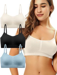 PRICES MAY VARY. 90%Nylon, 10%Spendex Imported Pull-On closure Machine Wash Soft Workout, Workout Bra, Bra Measurements, Cami Bra, Bra Style, Lounge Lingerie, Low Impact Workout, Everyday Bra, Cropped Cami