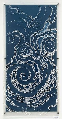 an art work with blue and white swirls