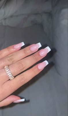 Tapered Square Nails, Gel Nails Diy, Pointed Nails, Simple Gel Nails, Summery Nails, French Tip Acrylic Nails, Classy Acrylic Nails, Soft Nails