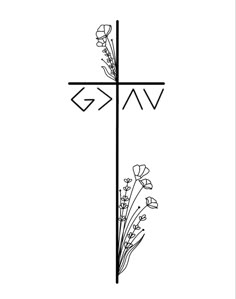 a cross with flowers on it and the word vag written in cursive writing