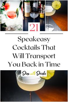 Collage of 4 speakeasy cocktails. Great Gatsby Party Cocktails, Speakeasy Cocktails Recipes, Roaring 20s Drinks, Roaring 20s Cocktails, Speakeasy Drinks Cocktails, 1920s Drinks Cocktail Recipes, 1940s Cocktails, 1920s Drinks