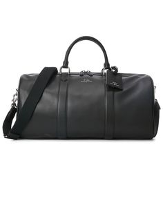 in stock Black Leather Duffle Bag, Mens Leather Duffel Bag, Elegant Formal Leather Weekender Bag, Elegant Soft Leather Travel Bag For On-the-go, Classic Travel Luggage With Leather Backing, Luxury Saffiano Leather Satchel For Travel, Travel Satchel With Leather Handles In Saffiano Leather, Travel Satchel With Saffiano Leather And Leather Handles, Travel Satchel With Leather Handles And Saffiano Leather