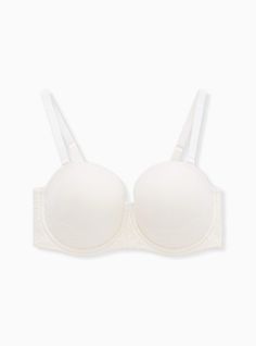 Our Push-Up Strapless Bra does it all with 5-ways to wear for maximum versatility. It has a snug fit that remains in place while providing dramatic lift and sexy cleavage. This microfiber & lace multiway has a super supportive wide band that helps keep it smooth and comfortable - even without the straps! Matching style(s): Search 12137592Padded, underwire cups. Multiway straps: wear strapless, classic, crossback, halter and asymmetrical. Latex-free, no-slip silicone piping. Nylon/spandex. Wash cold; line dry. Imported plus size bra. The best plus size women's bombshell everyday strapless push-up bra bras in white made of microfiber. Find everything you've dreamed of in our selection of sexy, sultry bridal lingerie to feel beautiful from your wedding day through your entire honeymoon. Rock Elegant Stretch Bandeau Bra, Elegant Solid Bra With Medium Bust Support, Elegant Solid Color Bra With Medium Bust Support, Elegant Strapless Bra With Padded Cups, Elegant Padded Bandeau Bra, Elegant Stretch Bra With Sweetheart Neckline, Elegant Strapless Padded Bra, Elegant Seamless Bra With Sweetheart Neckline, Elegant White Strapless Bra