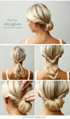 Easy Updo Hairstyles Tutorials, Easy Chignon, Updo Hairstyles Tutorials, 5 Minute Hairstyles, Diy Wedding Hair, Easy Updo Hairstyles, Peinados Fáciles Para Cabello Corto, Low Bun, Penteado Cabelo Curto