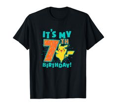 PRICES MAY VARY. Officially Licensed Pokémon Apparel for Men and Women; Pikachu T-Shirts; Birthday T-Shirts; #025 Pokémon T-Shirts; Game Freak T-Shirts; Anime T-Shirts; Holiday T-Shirts; Celebrate T-Shirts; Pocket Monster T-Shirts; Cute T-Shirts; Awesome T-Shirts; 23PMPO00052B-001 Lightweight, Classic fit, Double-needle sleeve and bottom hem T Shirts Cute, Pokemon T, Pokemon Clothes, Birthday T Shirts, Cute T Shirts, Pokemon Birthday, 7th Birthday, Cute Tshirts, Branded T Shirts