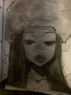 a drawing of a girl with long hair