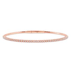 Halfway Diamond Flexible Bangle Bracelet on finger Rose Gold Diamond Bangle With Single Cut Diamonds, Rose Gold Diamond Cut Bangle Bracelet, Modern Rose Gold Diamond Bracelet With Single Cut Diamonds, Stackable Rose Gold Diamond Bangle Bracelet, Elegant Stackable Rose Gold Tennis Bracelet, Rose Gold Stackable Diamond Bracelet, Rose Gold Bangle With Single Cut Diamonds, Stackable Rose Gold Diamond Bracelet In Fine Jewelry Style, Stackable Rose Gold Diamond Bracelet