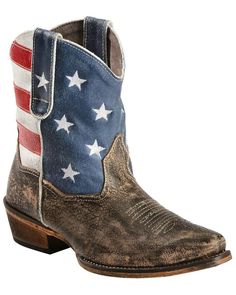 Roper Women's Americana Patriotic Boots - Snip Toe, Brown American Flag Boots, Snip Toe Cowgirl Boots, Womens Cowgirl Boots, Roper Boots, Cowboy Boots Women, American Beauty, Western Cowboy Boots, College Outfits, Cowgirl Boots