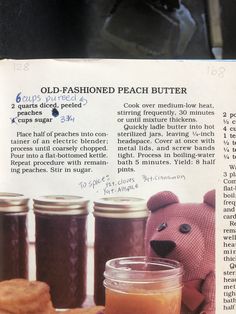 an article in a magazine describing how to make homemade peach butter for cookies and other treats