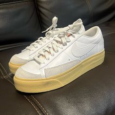 Nike Blazer Low Platform. New Without Tags Nike White Platform Sneakers With Gum Sole, White Platform Sneakers With Gum Sole For Spring, Nike Blazer, White Nikes, Nike Women, Nike Shoes, Blazer, Nike, Women Shoes