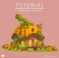 an image of a house made out of blocks and bricks with the words pumpkin house on it