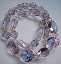 art deco crystal necklace - Czech: photo. and copyright Neiger Collectors Club Pink Combination, Rare Beads, Deco Beads, Lampwork Jewelry, Grey Beads, Wishful Thinking, Bead Stitching, Costume Jewelry Necklaces, Deco Jewelry