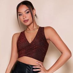 Size Small Shein Bae Burgundy Crop Top. Perfect Party Top. New With Tags. Chic Crisscross Straps Crop Top For Party, Fitted Crisscross Top For Party, Stretch Crisscross Party Tops, Glitter Tank Top, Burgundy Crop Top, Tops Shein, Red Crop Top, Wrap Crop Tops, Wrap Shirt