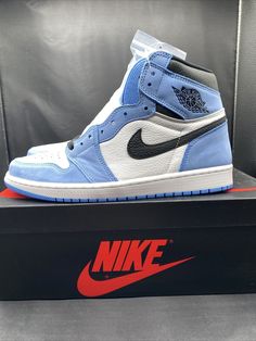 Nike Air Jordan 1 Retro High OG University Blue Mens Size 10. Blue Low-top Sneakers For Gift, Air Jordan 1 Retro High Og, University Blue, Air Jordan 1 Retro, Jordan 1 Retro, Jordan 1 Retro High, Jordans Sneakers, Nike Air Jordan, Jordan 1