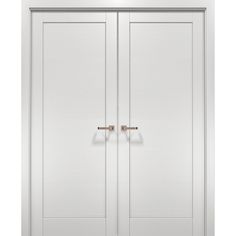 two white doors with handles on each side