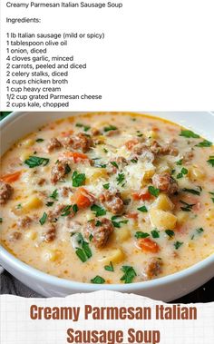 the recipe for creamy parmesan italian sausage soup