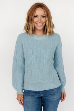 Sheffield Knit Sweater | Light Blue - Baltic Born Baltic Born, Chunky Cable Knit, Long Tall Sally, Cable Knit Jumper, Crew Clothing, Tall Clothing, Light Blue Color, Knitted Jumper, Wide Sleeves