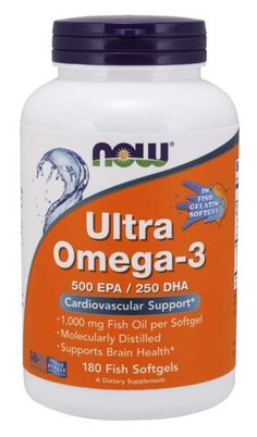 Ultra Omega-3 in Fish Gelatin Softgel. 500 EPA / 250 DHA. Cardiovascular Support. 1,000 mg Fish Oil per Softgel. Molecularly Distilled. Supports Brain Health. This fish oil concentrate s manufactured under strict quality control standards. it is tested to be free of potentially harmful levels of contaminants such as PCBs, dioxins, mercury and other heavy metals. This product utilizes a fish gelatin softgel providing an alternative to bovine and porcine gelatin softgels.  . From the FDA: "Su Vitamin D Foods, Glucosamine Chondroitin, Applied Nutrition, Oil Shop, Now Foods, Heavy Metals, Gluten Free Diet, Fish Oil, Vitamins & Supplements