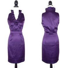 Taylor Ruffled V-Neck Dress In Deep Purple. Size 10. Zipper At Side. New With Tags. Never Worn. Smoke Free Home. Bundle And Save Fitted V-neck Sleeveless Dress With Ruffles, Ruffled V-neck Sleeveless Dress For Date Night, Date Night V-neck Ruffled Sleeveless Dress, Purple Sleeveless Satin Finish Dress, Fitted V-neck Sleeveless Purple Dress, Fitted Purple Sleeveless V-neck Dress, Purple Knee-length Mini Dress For Daywear, Purple V-neck Ruffled Mini Dress, Little Red Dress