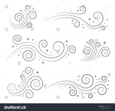 four different swirls and stars on white background stock photo - 539782