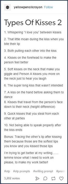 an article about types of kisses written in the text on top of a phone screen